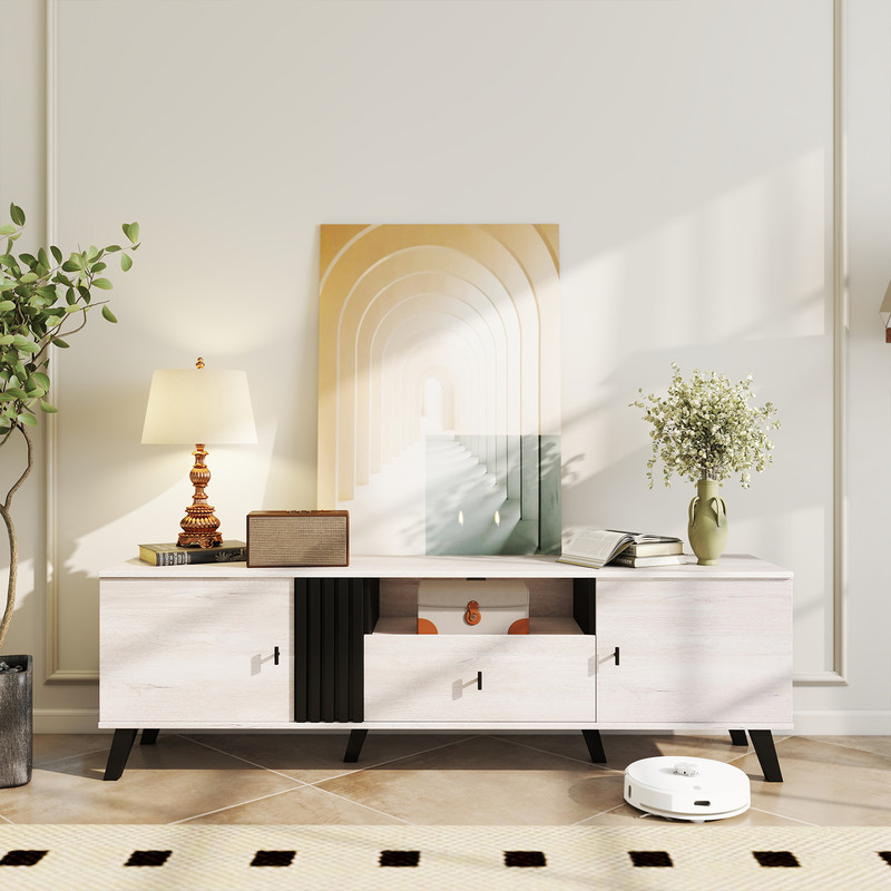 MidCentury Modern TV Stand Entertainment Center For 80 TVs Stylish Spacious 0