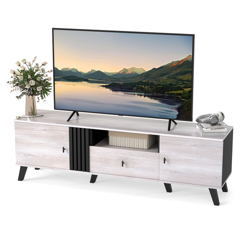 MidCentury Modern TV Stand Entertainment Center For 80 TVs Stylish Spacious 5