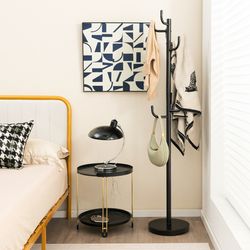 freestanding metal coat rack stand with 8 hooks and heavy duty base for entryway, bedroom, or office