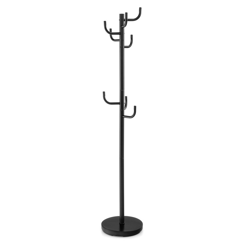 Freestanding Metal Coat Rack Stand with 8 Hooks and Heavy Duty Base for Entryway, Bedroom, or Office