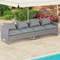 2 Pieces Patio Furniture Sofa Set with Cushions and Sofa Clips, Outdoor PE Wicker Sectional Seating for Backyard, Deck