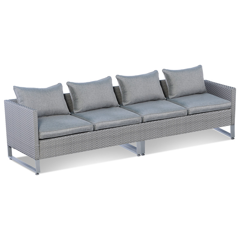 2 Pieces Patio Furniture Sofa Set with Cushions and Sofa Clips, Outdoor PE Wicker Sectional Seating for Backyard, Deck