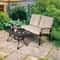 2 Pieces Patio Outdoor Cushioned Coffee Table Seat Set, Weather-Resistant Loveseat & Table for Garden, Porch, Backyard,