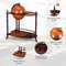 Vintage Globe Rolling Wine Bar Cart with Extra Shelf, Portable Wooden Liquor Cabinet with Wheels & Bottle Holder