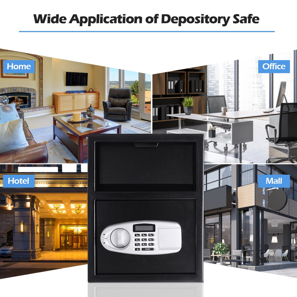 Digital Deposit Safe Box Depository Front Load Steel Security Drop Safe for Cash, Office & Home Use