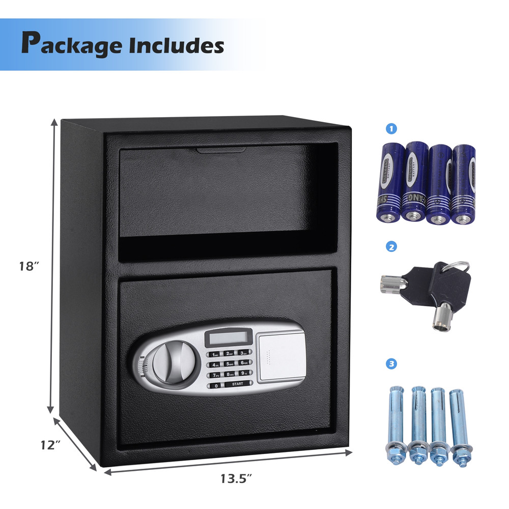 Digital Deposit Safe Box Depository Front Load Steel Security Drop Safe for Cash, Office & Home Use