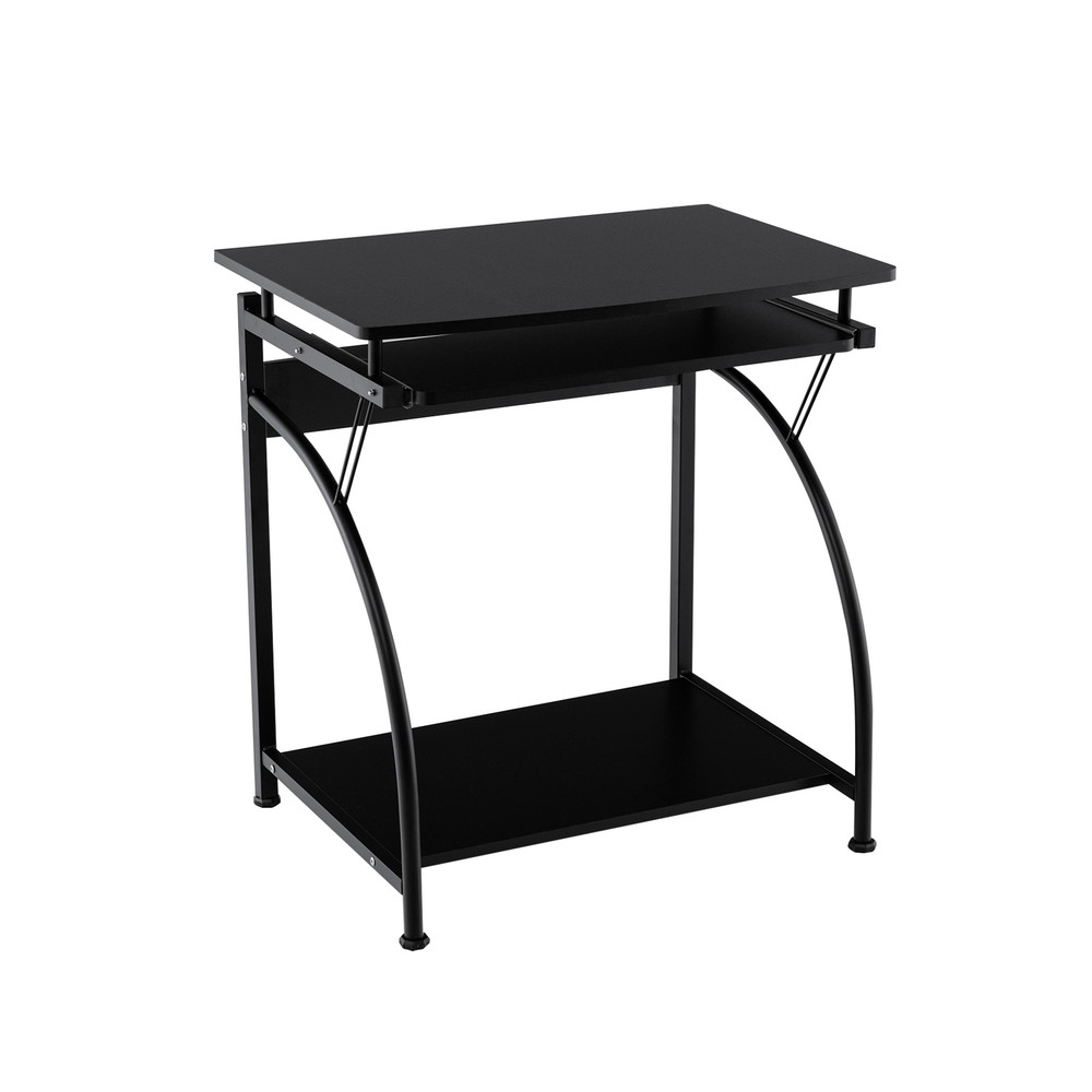 27.5 Inch Laptop Table Computer Desk for Small Spaces with Pull-out Keyboard Tray & Storage Shelf, Compact Home Office