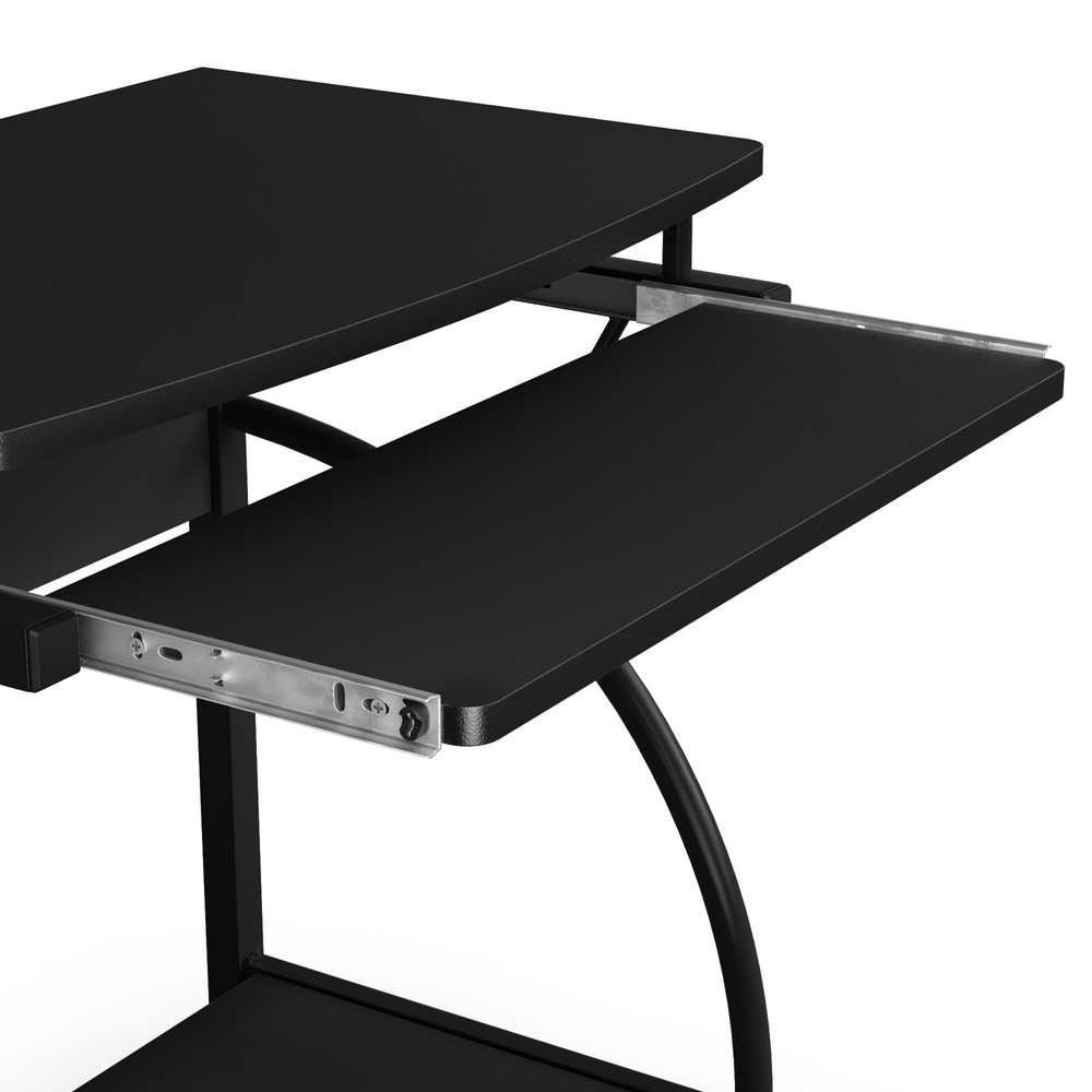 27.5 Inch Laptop Table Computer Desk for Small Spaces with Pull-out Keyboard Tray & Storage Shelf, Compact Home Office