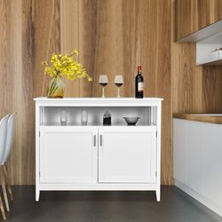 modern practical wooden kitchen lockers with large storage space, pine wood storage cabinet with shelves & double doors