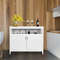 Modern Practical Wooden Kitchen Lockers with Large Storage Space, Pine Wood Storage Cabinet with Shelves & Double Doors