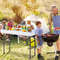 4 Feet Plastic Party Ice Folding Table with Matching Skirt, Indoor Outdoor Beverage Cooler Table for Events, Wedding