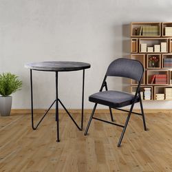 4pcs foldable chair set with padded seat & fabric covered backrest, portable folding dining chairs for home, events