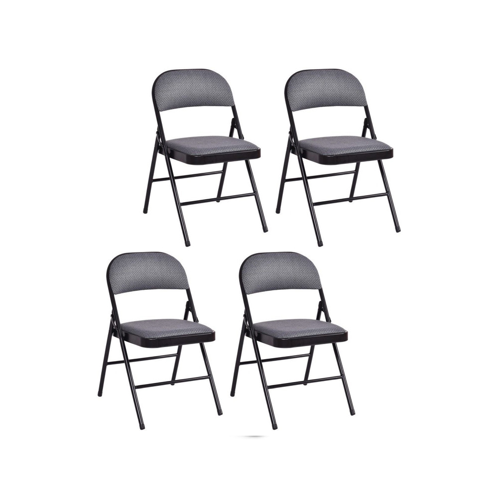 4PCS Foldable Chair Set with Padded Seat & Fabric Covered Backrest, Portable Folding Dining Chairs for Home, Events