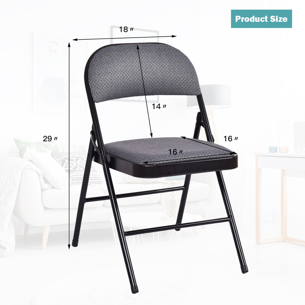 4PCS Foldable Chair Set with Padded Seat & Fabric Covered Backrest, Portable Folding Dining Chairs for Home, Events