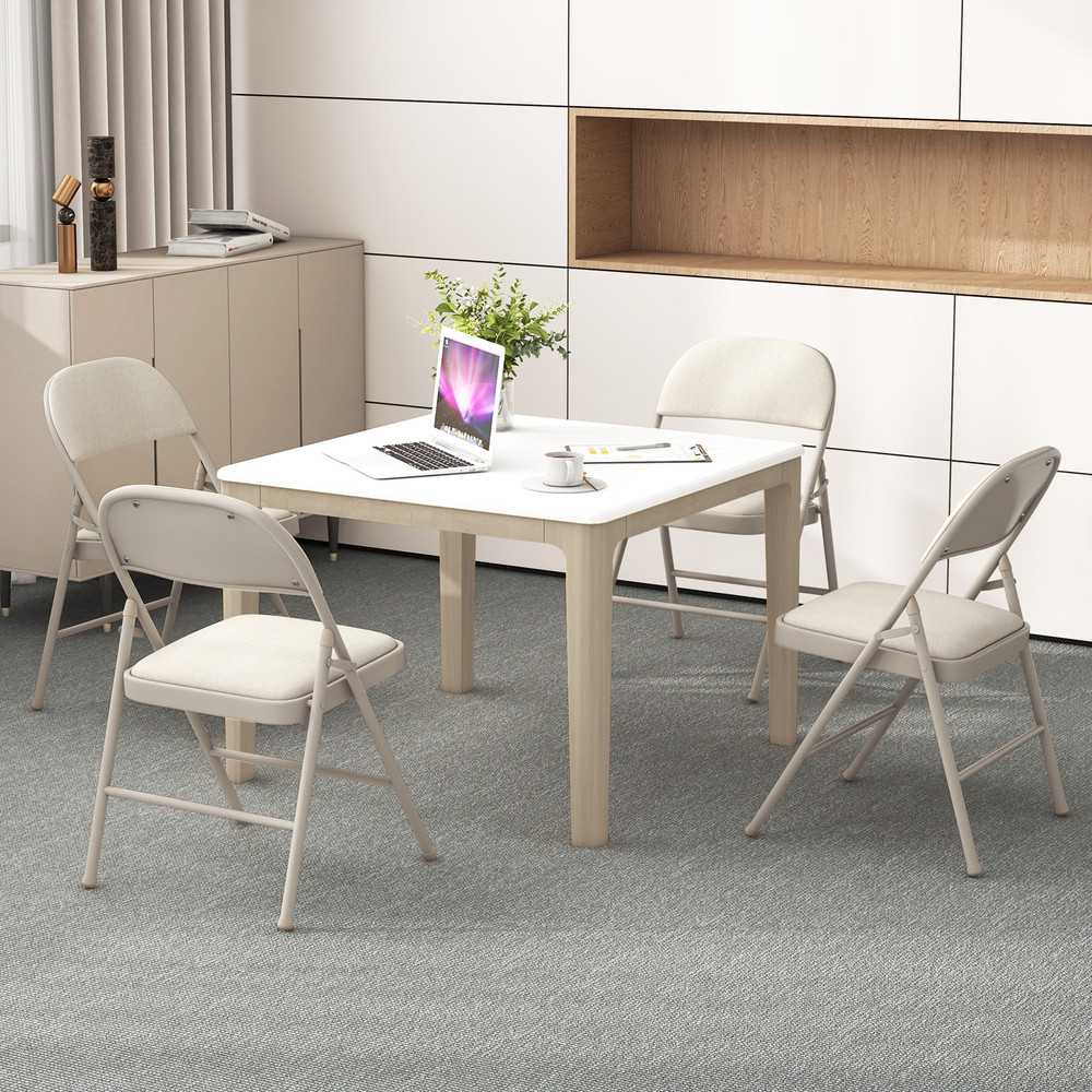 Foldable Chair Set of 6 with Padded Seat and Fabric Covered Backrest, Durable Metal Frame Folding Chairs for Home Office