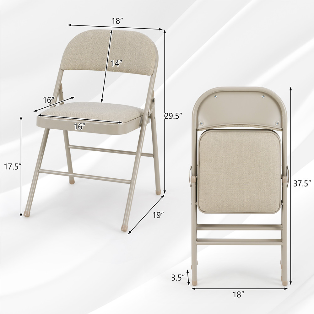 Foldable Chair Set of 6 with Padded Seat and Fabric Covered Backrest, Durable Metal Frame Folding Chairs for Home Office