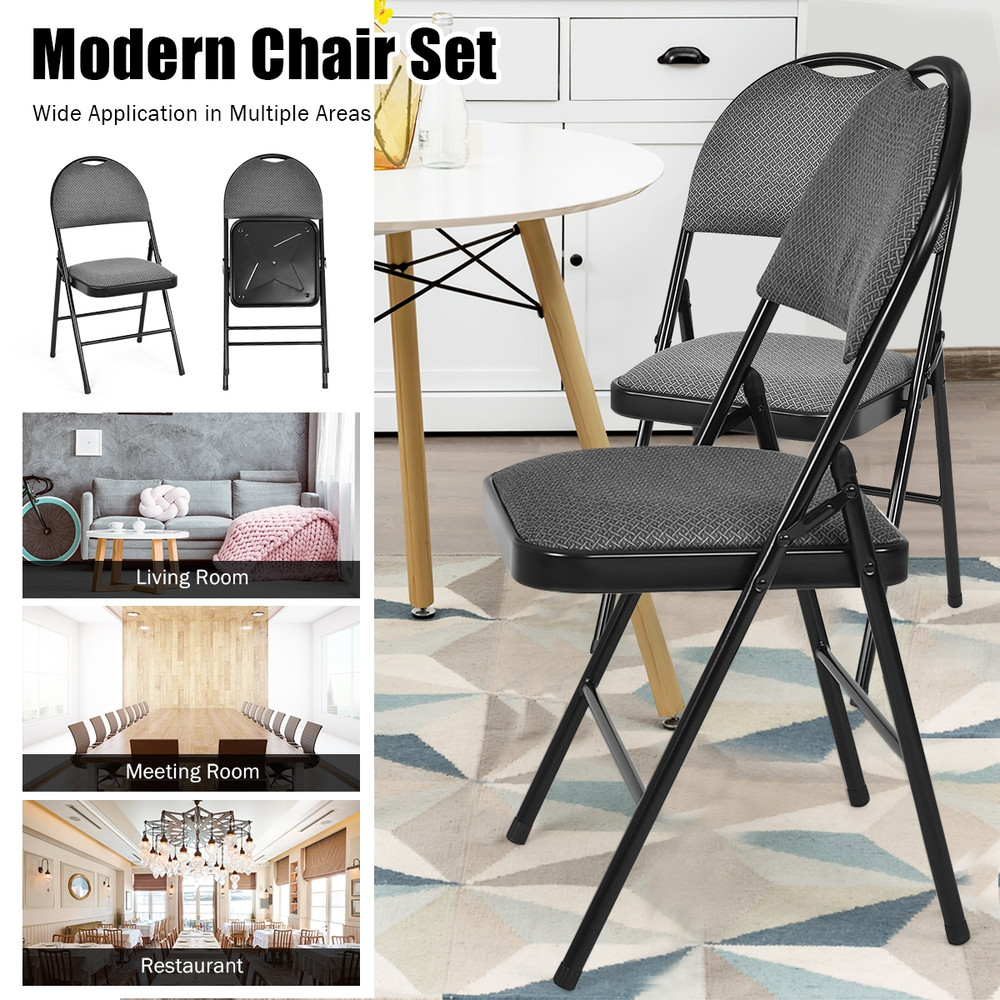 6 Pieces Folding Chairs Set with Handle Hole & Portable Backrest, Lightweight Padded Metal Frame Chairs for Dining