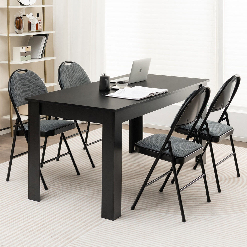 2 Pieces Padded Folding Office Chairs with Backrest, Portable Metal Frame Chairs for Home, Dining, Conference