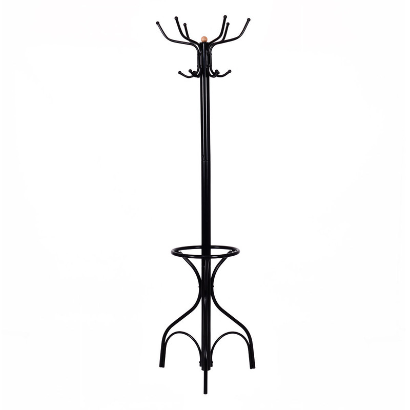 Vintage Metal Coat Hat Tree Stand Clothes Hanger with Umbrella Holder, Freestanding Entryway Rack with 2-Tier Hook