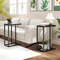 C-Shaped End Table Slide Under Couch TV Tray for Coffee, Laptop, Tablet, Modern Sofa Side Table for Small Spaces