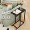 C-Shaped End Table Slide Under Couch TV Tray for Coffee, Laptop, Tablet, Modern Sofa Side Table for Small Spaces