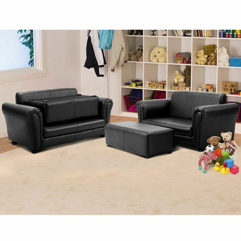 Kid Double Couch Lounge Sofa with Ottoman, 2-Seater Toddler Chair for Reading, Playroom, Nap Time, Birthday Gift