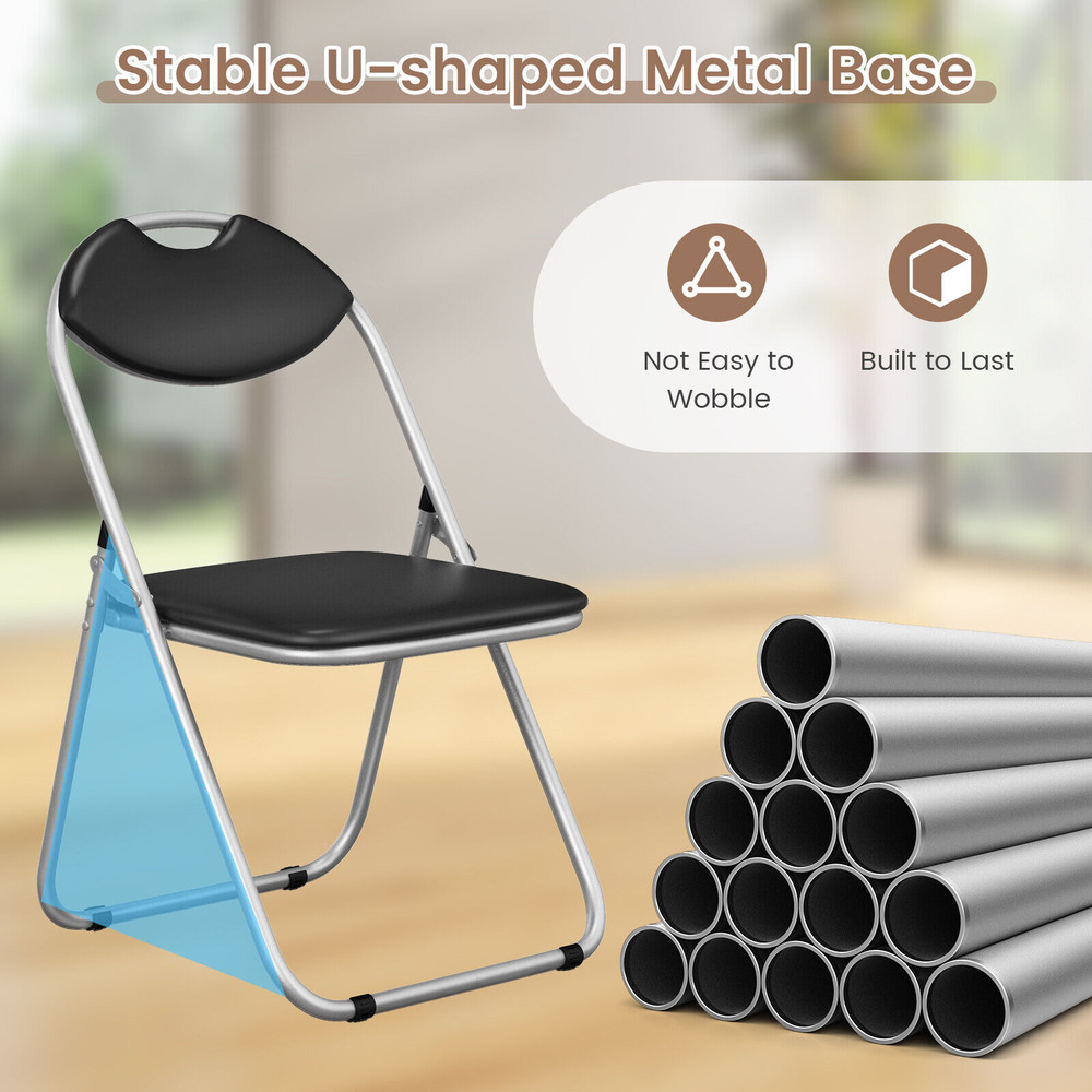 Portable UShape Folding Chairs With Hollow Handle Comfortable Foldable Dining Chairs For Easy Carry 2