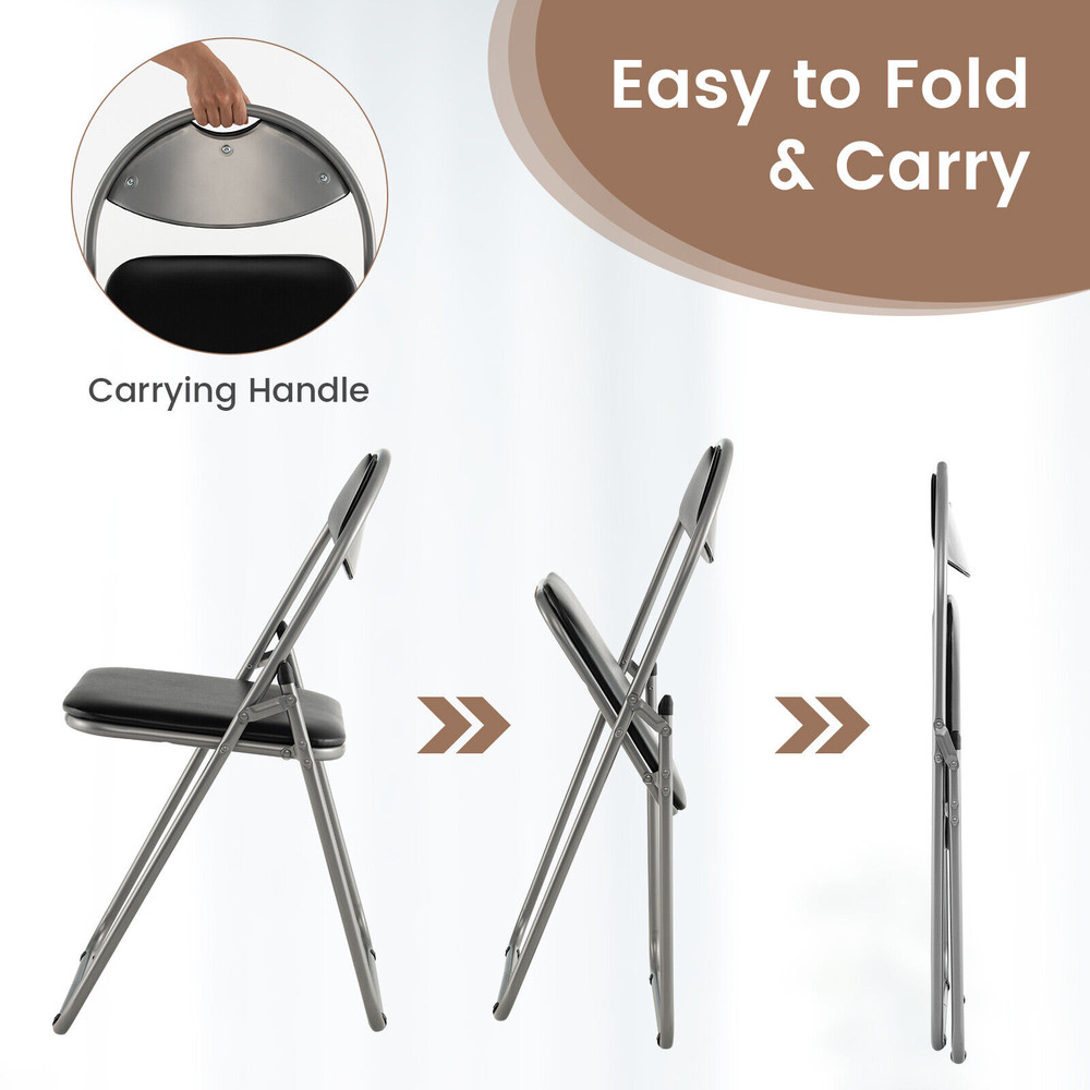 Portable UShape Folding Chairs With Hollow Handle Comfortable Foldable Dining Chairs For Easy Carry 3