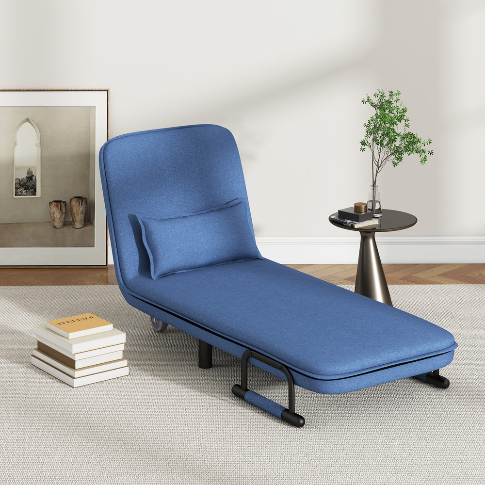 Folding Convertible Sleeper Chair Bed With Adjustable Backrest And Lumbar Support SpaceSaving Recli 5