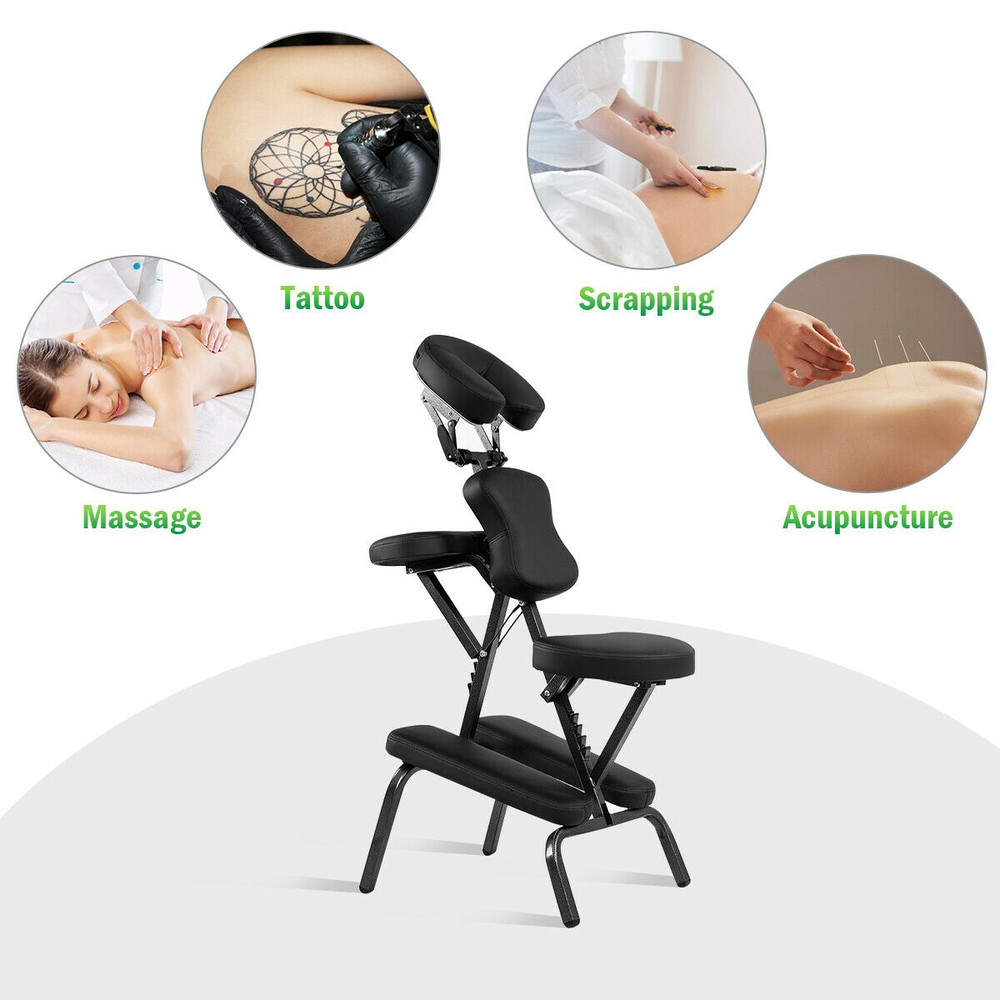 Portable PU Leather Massage Chair With Carrying Bag Adjustable Lightweight Folding Chair For Travel 3