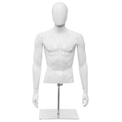 adjustable plastic half body male mannequin with head turn feature & iron base, unbreakable display torso for mens shirt