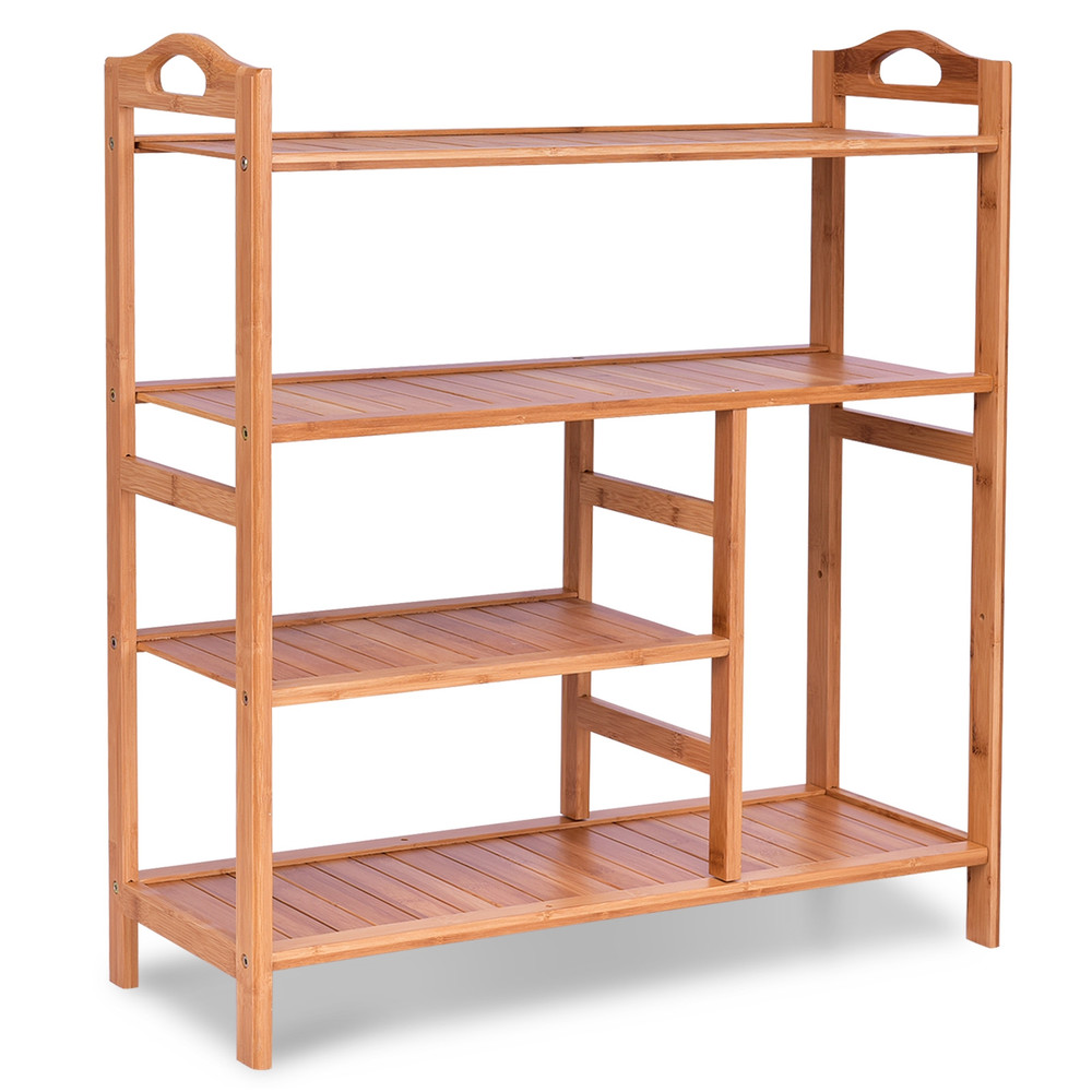 Natural Bamboo Shoe Rack With Boot Storage Compact Multifunction Organizer For Entryway Hallway Liv 7