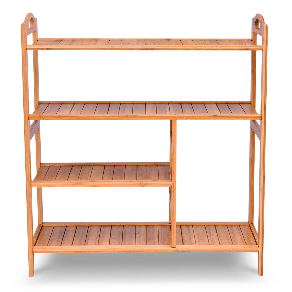 Natural Bamboo Shoe Rack With Boot Storage Compact Multifunction Organizer For Entryway Hallway Liv 0