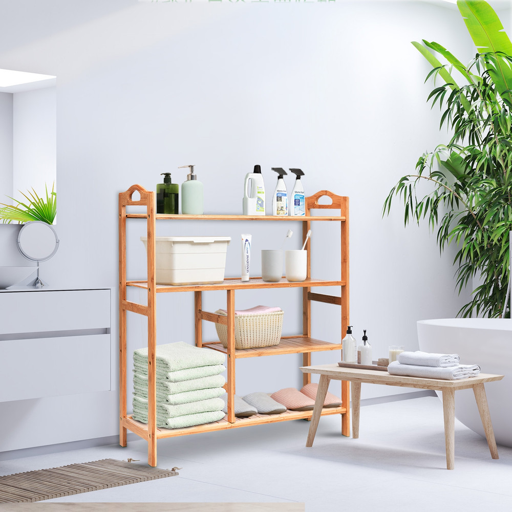 Natural Bamboo Shoe Rack With Boot Storage Compact Multifunction Organizer For Entryway Hallway Liv 3