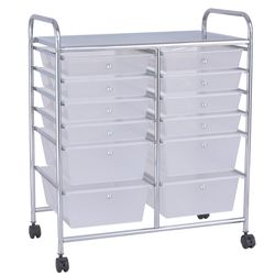 rolling storage cart with organizer drawers, mobile utility trolley with lockable wheels for crafts, office supplies