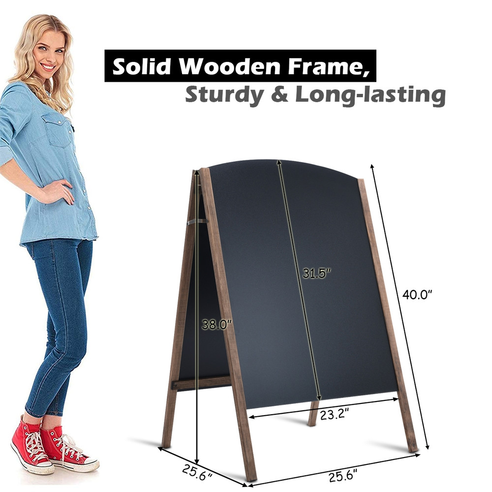 40 Inch Wood A-Frame Sidewalk Wedding Signage Chalkboard – Double-Sided Durable Sign for Events & Advertising