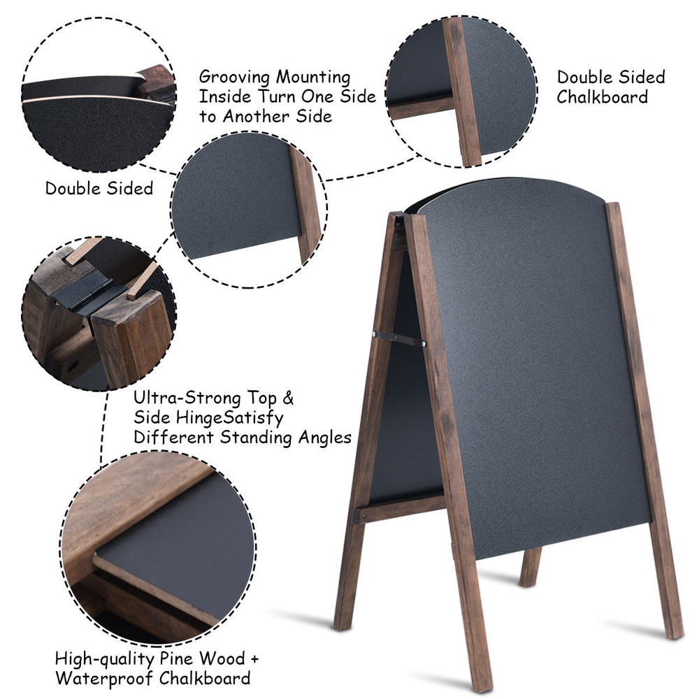 40 Inch Wood A-Frame Sidewalk Wedding Signage Chalkboard – Double-Sided Durable Sign for Events & Advertising