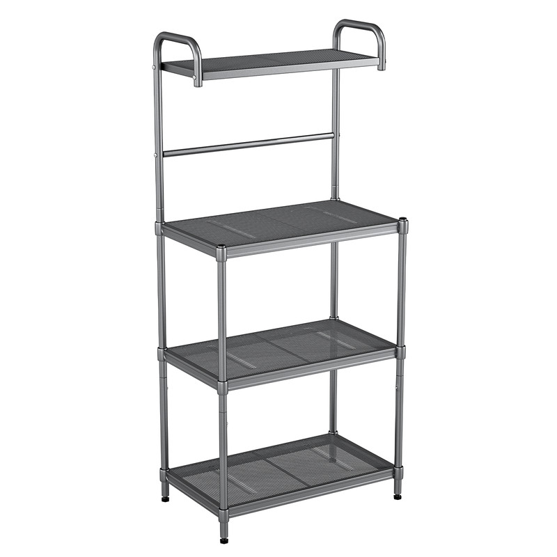 4-Tier Kitchen Microwave Storage Rack with Metal Shelves, Heavy-Duty Organizer for Oven & Utensils