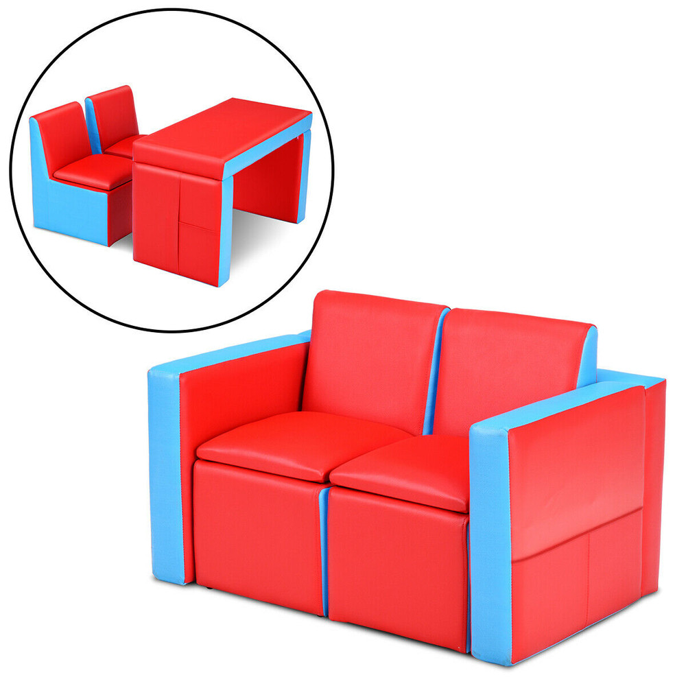 Multi-Functional Convertible Kids Play Sofa & Table Chair Set – 2-in-1 Space-Saving Childrens Furniture