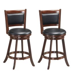 2-piece 24 inch swivel counter stool set – upholstered dining chairs with soft cushioned seat