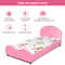 Twin Size Upholstered Platform Toddler Bed with Wood Slat Support – Sturdy Princess Bed for Kids