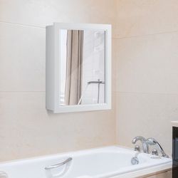 mirrored bathroom medicine cabinet with single door – adjustable shelf & wall-mounted storage