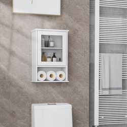 wall mounted adjustable medicine cabinet with open shelf – hanging storage for bathroom & kitchen