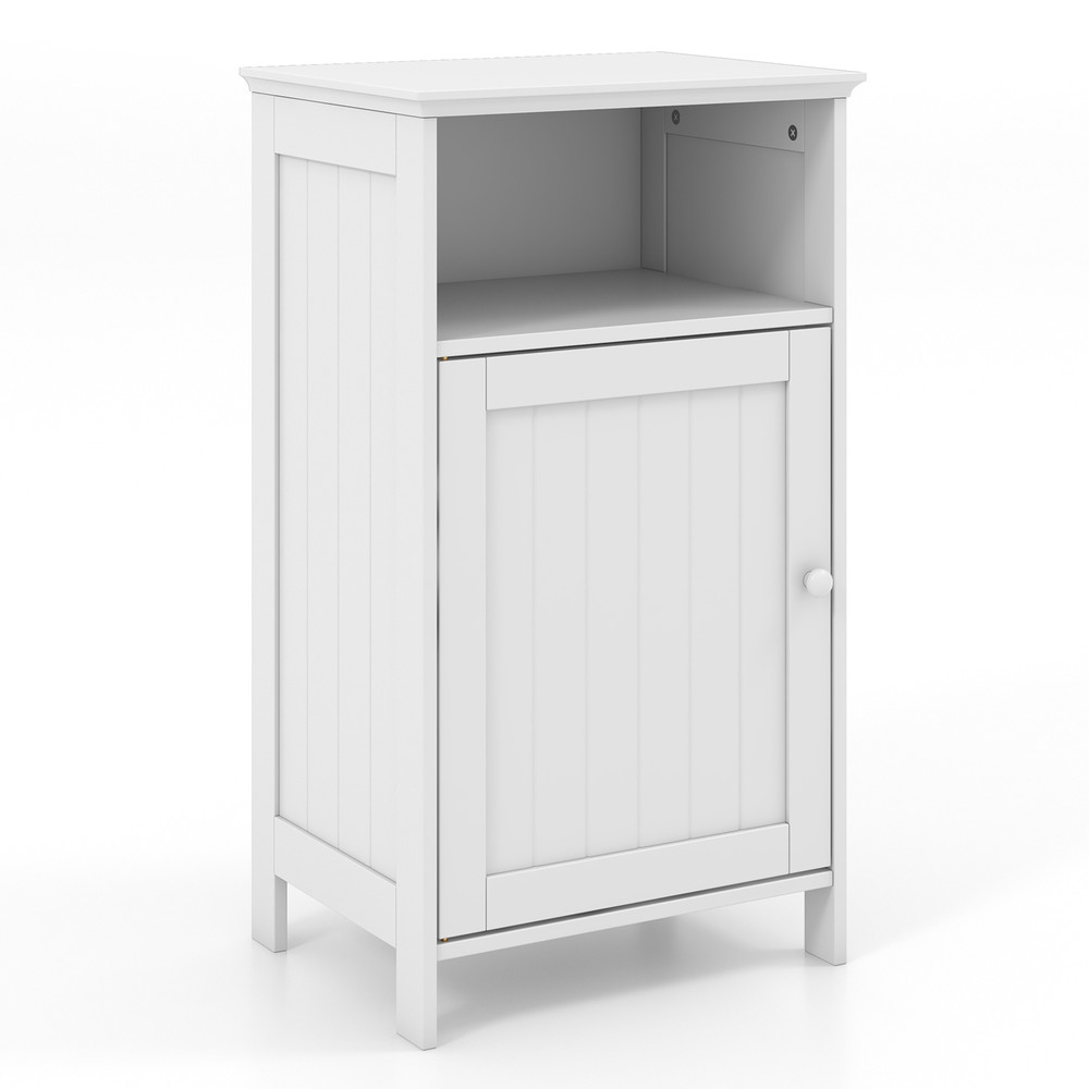 Modern Bathroom Freestanding Floor Storage Cabinet with Adjustable Shelf – White Space-Saving Organizer
