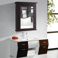 wall mount bathroom cabinet with mirror – single door, adjustable shelves & retro handle for modern bathrooms