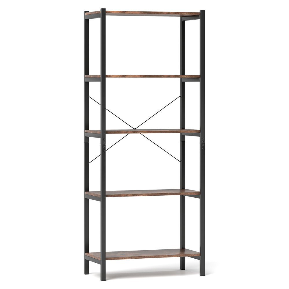 5-Tier Industrial Bookshelf – Heavy-Duty Metal Storage Rack for Home & Office Display