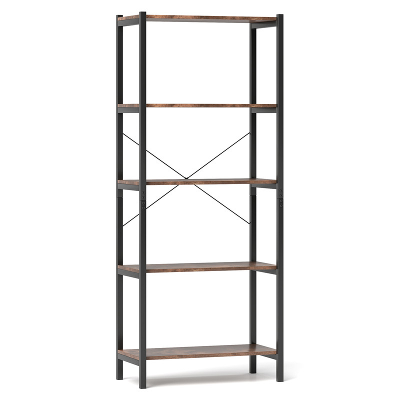 5-Tier Industrial Bookshelf – Heavy-Duty Metal Storage Rack for Home & Office Display