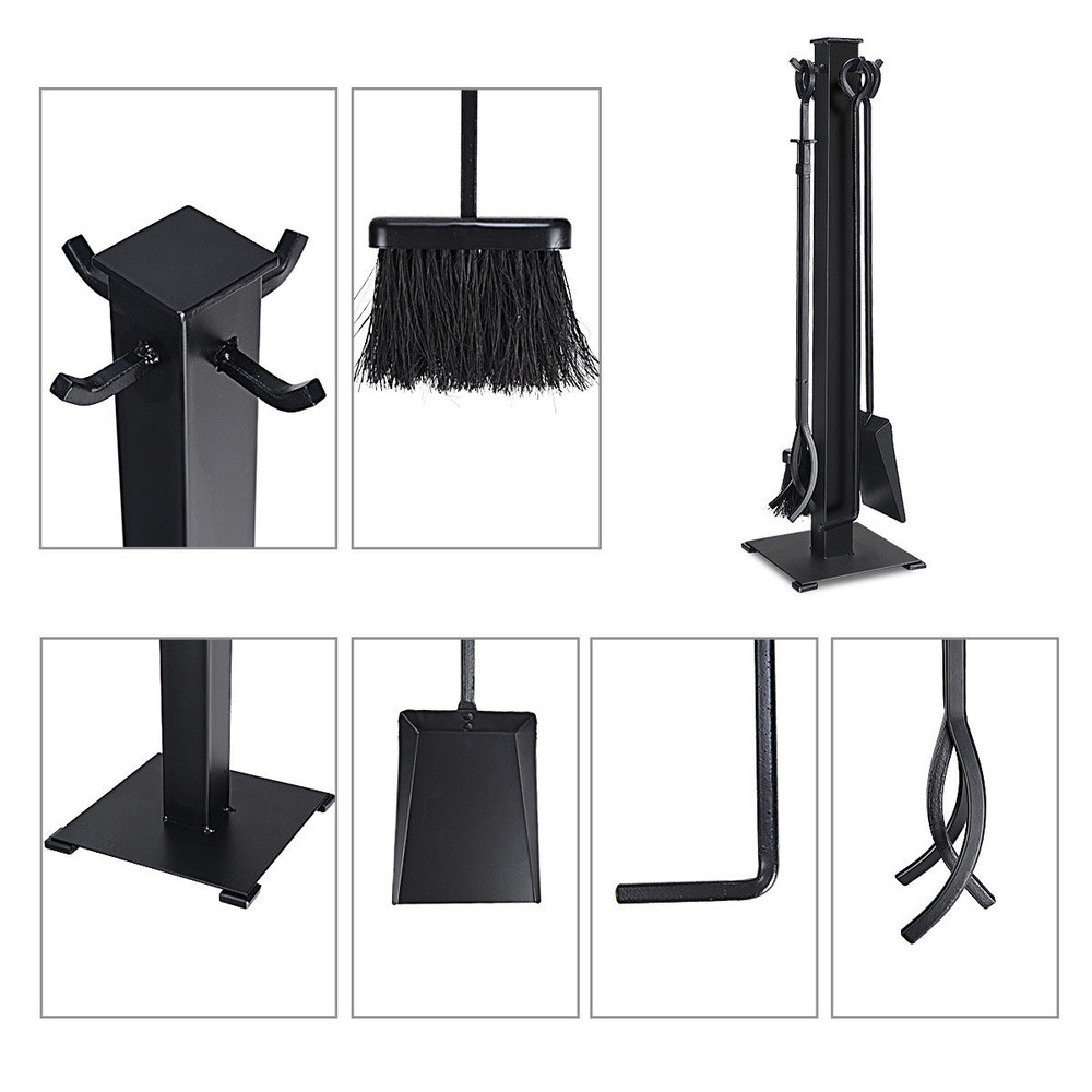 Fireplace Tool Set 5Piece Iron Fire Place Tools With Stand 3