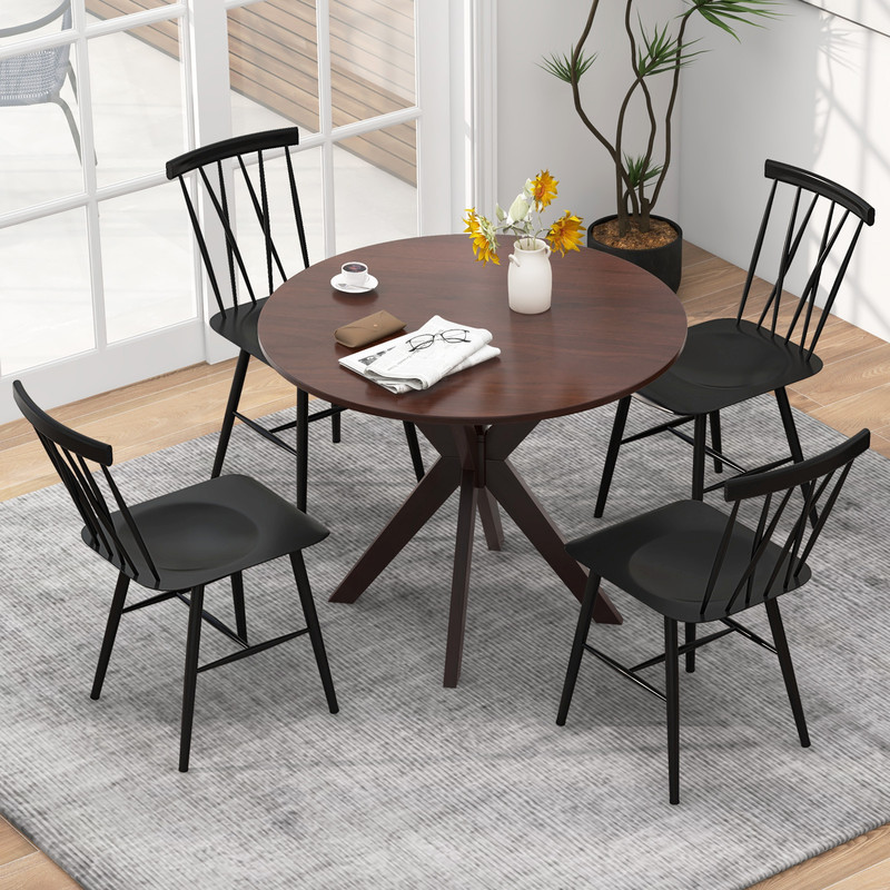 Set of 2 Modern Dining Chairs with Backrest, Sturdy Metal Stackable Chairs