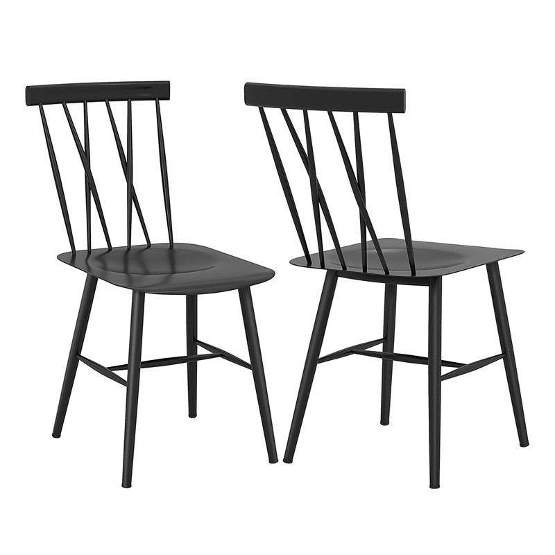 Set of 2 Modern Dining Chairs with Backrest, Sturdy Metal Stackable Chairs
